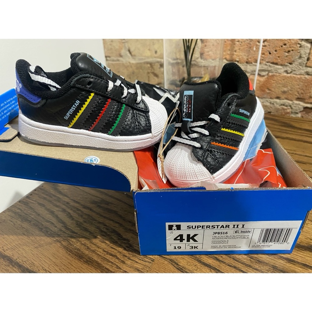 Adidas Chicago Superstar Black/ Multicolor Shell Toe size 4K